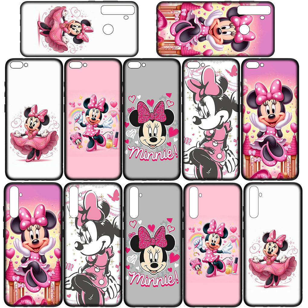 Чехол для телефона Samsung Galaxy S25 S24 S23 iPhone 16 15 Xiaomi Redmi Note 14 13 12 16E X 11 Pro Max OPPO Moto Huawei A15 аниме Минни Маус розовый чехол