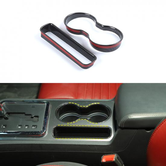 Car Front Water Cup Holder Panel Trim For Dodge Challenger 2009-14 Carbon Fiber