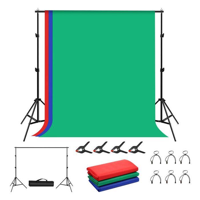 Kit Photographie Puluz Trépied 2X2M + 3 Arrières-Plans Photographiques Pour Studio