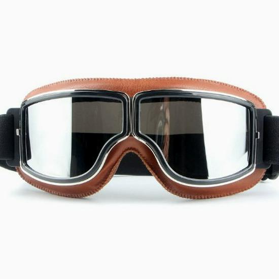 Retro Windproof Harley Riding Goggles with HD Mirror Lenses