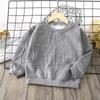 Autumn Clothing Children Cute O-neck Top Boys Girls Baby Solid Color Fashion Trendy Casual Cartoon Sweatshirts