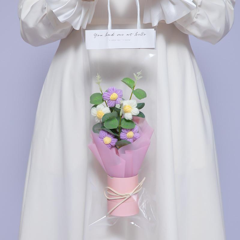 New Cute Bouquet Finished Product Crochet Ornaments Hand Knitted Flower Crochet Flower Bouquet