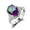 Genuine Rainbow Fire Mystic Topaz Ring 925 Sterling Silver Ring Fine Jewelry Gift for Women Lady Girls