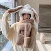 Thicken Plush Scarf Hat Gloves Set Keep Warm Plush Scarf Cute Hooded Scarf  Women Girls