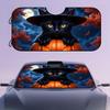 1pc, Foldable Car Windshield Sunshade Featuring Halloween Halloween Black Cat Pumpkin Art Pattern, Fits Most Vehicles, Great Cho