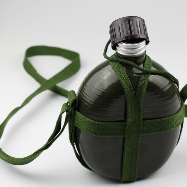 Military Canteen Outdoor Kettle Flask Olive Camouflage Hiking Camping Water Bottle (Volume:1.