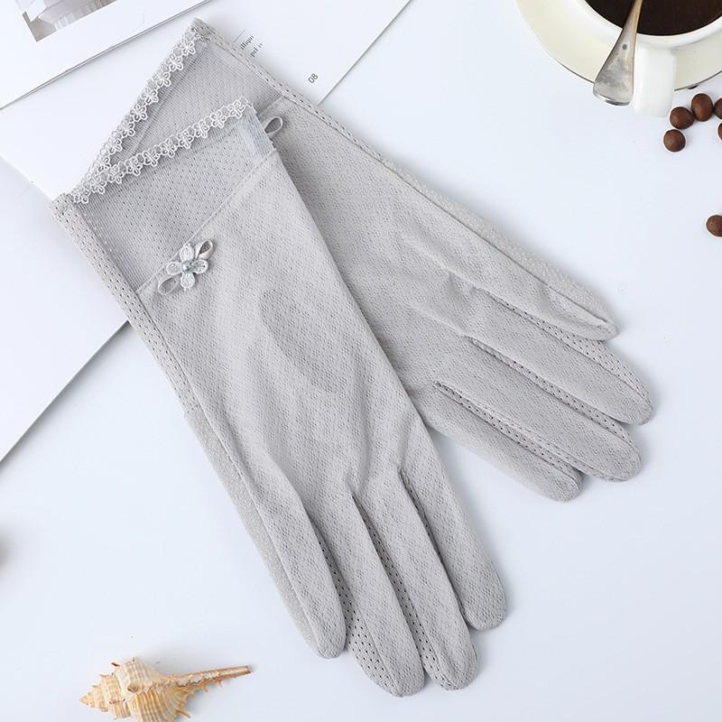 Весенне-летние перчатки для защиты от солнца, кружевные перчатки с кружевом и сенсорным экраном, женские перчатки для вождения, легкие дышащие уличные солнцезащитные перчатки для велоспорта