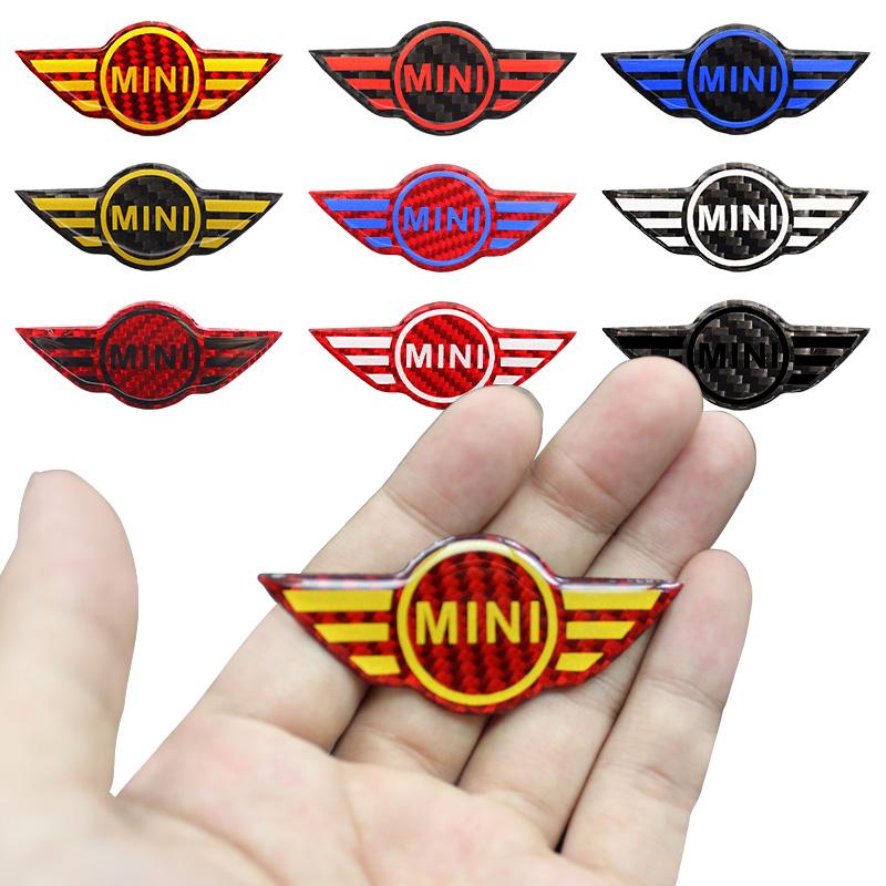 1PCS Carbon Fiber Car Steering Wheel Sticker Logo Badge For MINI One JCW Cooper GT S R50 R53 R56 R60 Auto Interior Accessories q0