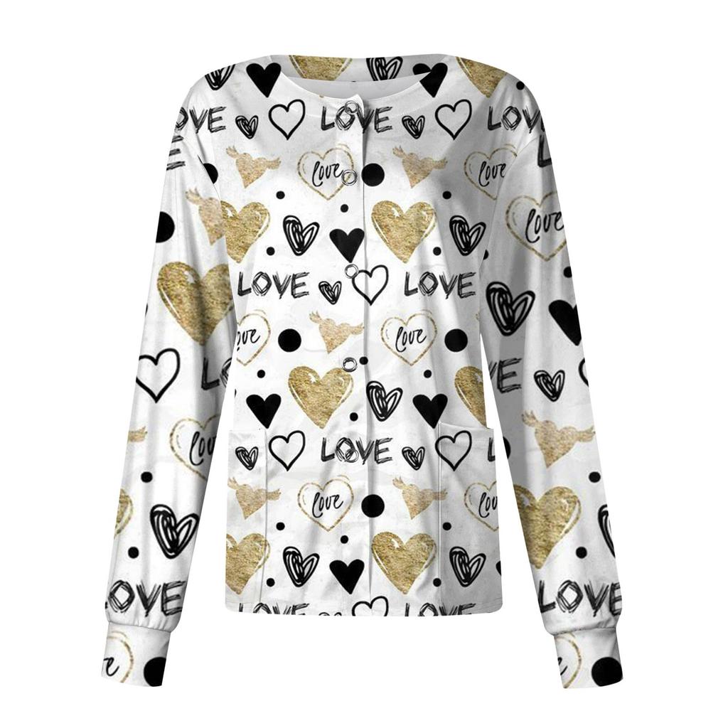 Женский повседневный однобортный однобортный костюм с длинными рукавами и принтом на День святого Валентина, топ-кардиган