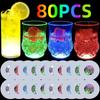 80 шт. светодиодных светоизлучающих наклеек на чашки, цветные мигающие наклейки на бутылки, светоизлучающие подставки под напитки, барные стойки, светоизлучающие реквизиты