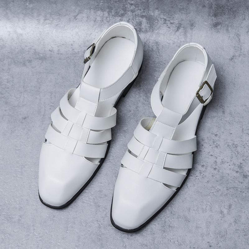 Summer Fashion New Men Gladiators Buckle Casual Shoes Breathable Beach Sandals Outdoor Slippers Black White Plus Size