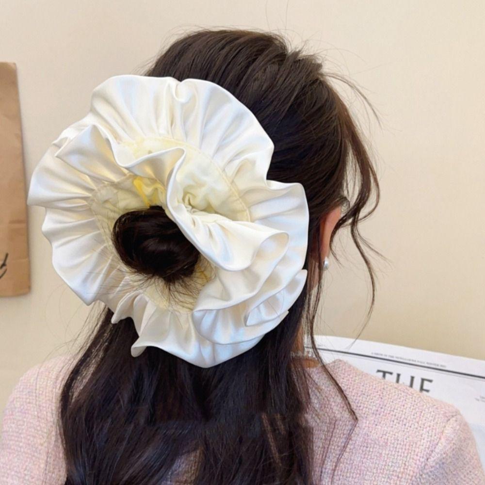 Flower Shape Pleated Hair Scrunchies Elegant Exaggerated Hair Rope Oversized Hair Tie  Ladies