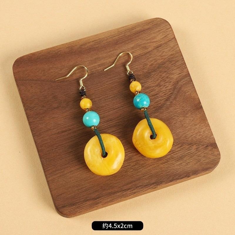 Нишевые серьги из пчелиного воска, ретро, длинные, с литературным темпераментом, женские, антикварные, к ципао, простые тибетские серьги