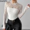 Women's Fashion Casual Spring Autumn Solid Color Print Long Sleeve Half Turtleneck Blouses & Shirts