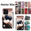 Чехол-книжка из искусственной кожи ручной работы для Honor X6a, противоскользящая противоударная обложка с ремешком на запястье и дизайном в виде сердечка/розы/кошки