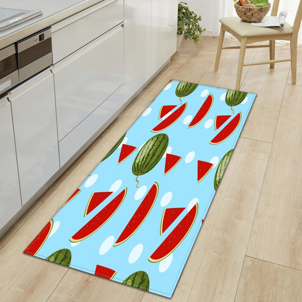 Кухонный коврик со свежими фруктами и овощами. Мягкий утолщенный кухонный коврик. Водонепроницаемый нескользящий маслостойкий напольный коврик.
