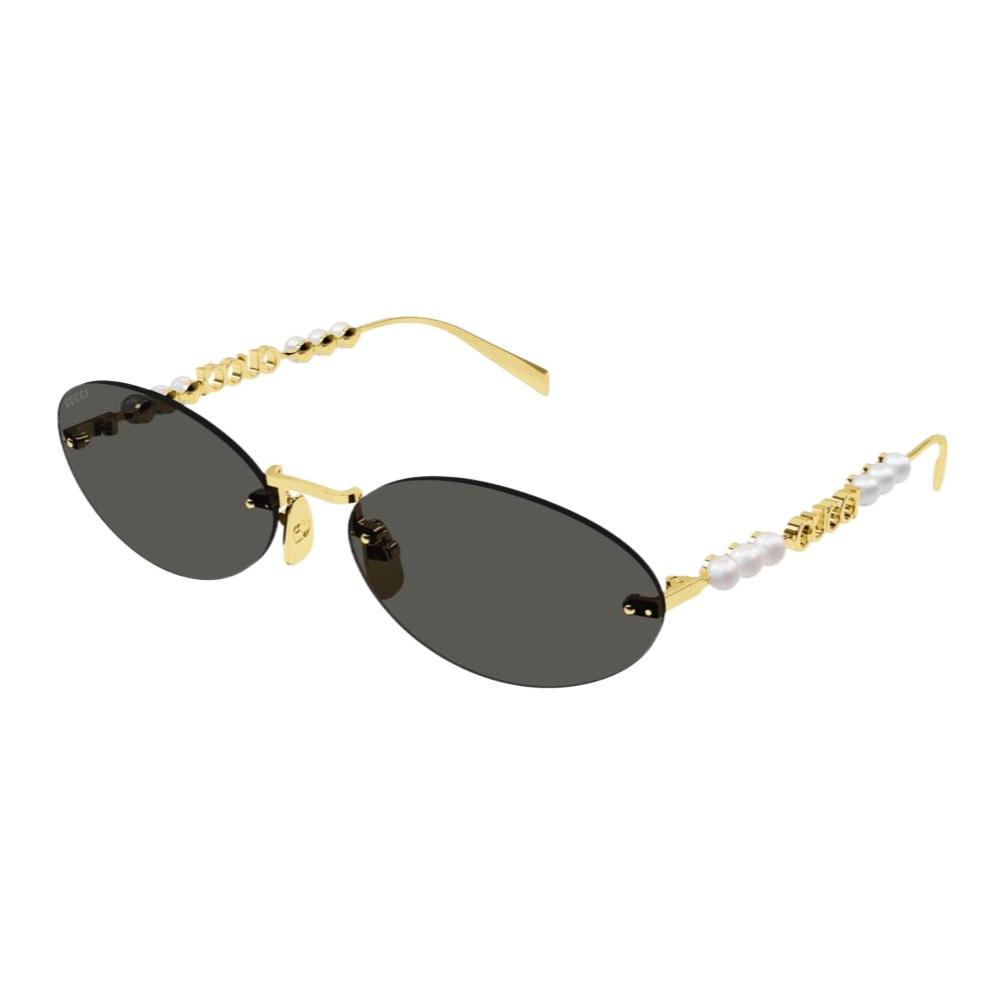 Gucci Brand Design Metal Oval Sunglasses Women sunglasses Gold GG1922S
