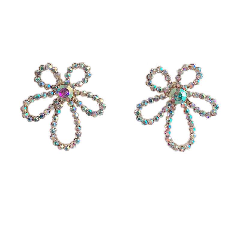 Female Luxury Crystal Zircon Stud Earrings Vintage Flowers Earrings Girl Jewelry Gifts