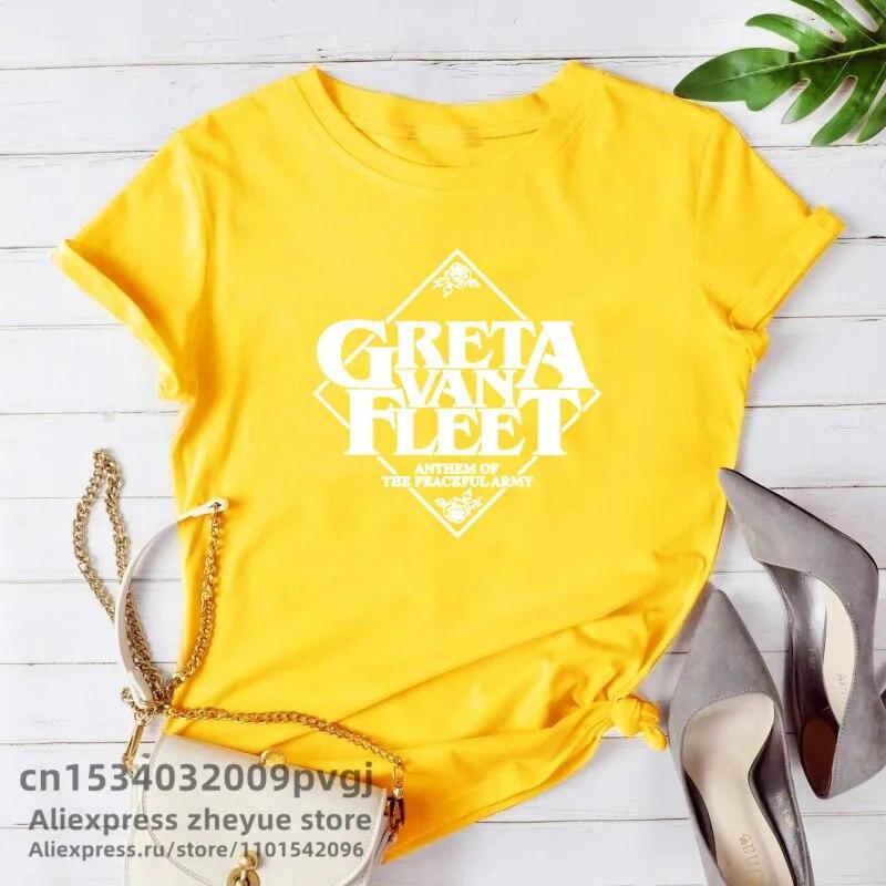 Футболка Greta Van Fleet Tour, женская футболка с рисунком Strange Horizons, женская футболка с короткими рукавами для концертов, одежда унисекс