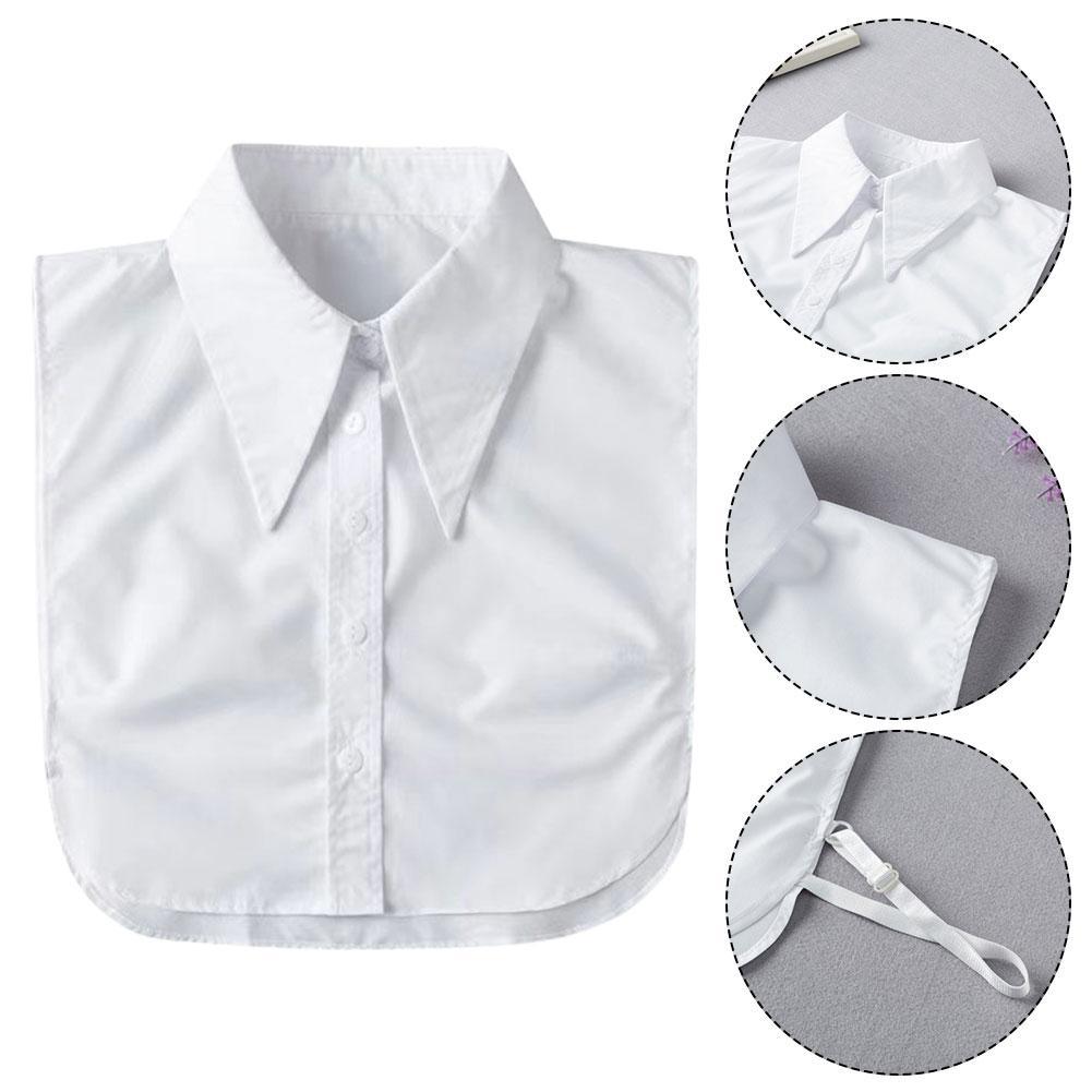 Women Cotton Fake Collar Blouse Vintage Solid Detachable Shirt Collar False Lapel Blouse Women Clothes Accessories