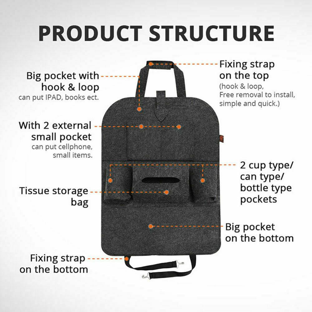1PC Auto Car Seat Back Multi-Pocket Storage Bag Back Multi-Pocke Storage Bag Organizer Organizer Holder Accessory Car Seat Bag