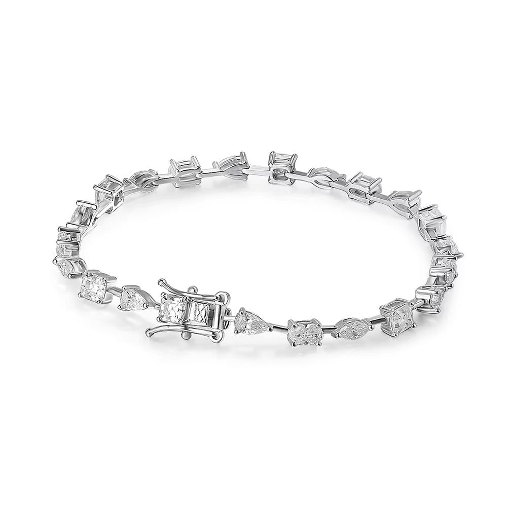 KNOBSPIN 6.3 - 8.1ct Moissanite Tennis Bracelets for Women Men D VVS1 Lab Grow Diamond s925 Silver Plated Bracelet