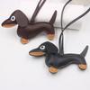 +Cartoon Leather Sausage Dog Hand Rope Bag Pendant Phone Case Accessories Pendant Car Dog Keychain
