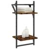 VidaXL Wall Shelves 2-Tier with Bars 2 Pcs Smoked Oak 836255