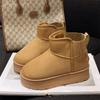 Мода 2024 Новые Теплые Ботинки Женские Зимние Ботинки на Плоской Подошве Классические Плюшевые Меховые Снежные Ботинки Женские Толстая Подошва Уличные Нескользящие Повседневные Ботильоны