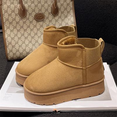 Мода 2024 Новые Теплые Ботинки Женские Зимние Ботинки на Плоской Подошве Классические Плюшевые Меховые Снежные Ботинки Женские Толстая Подошва Уличные Нескользящие Повседневные Ботильоны