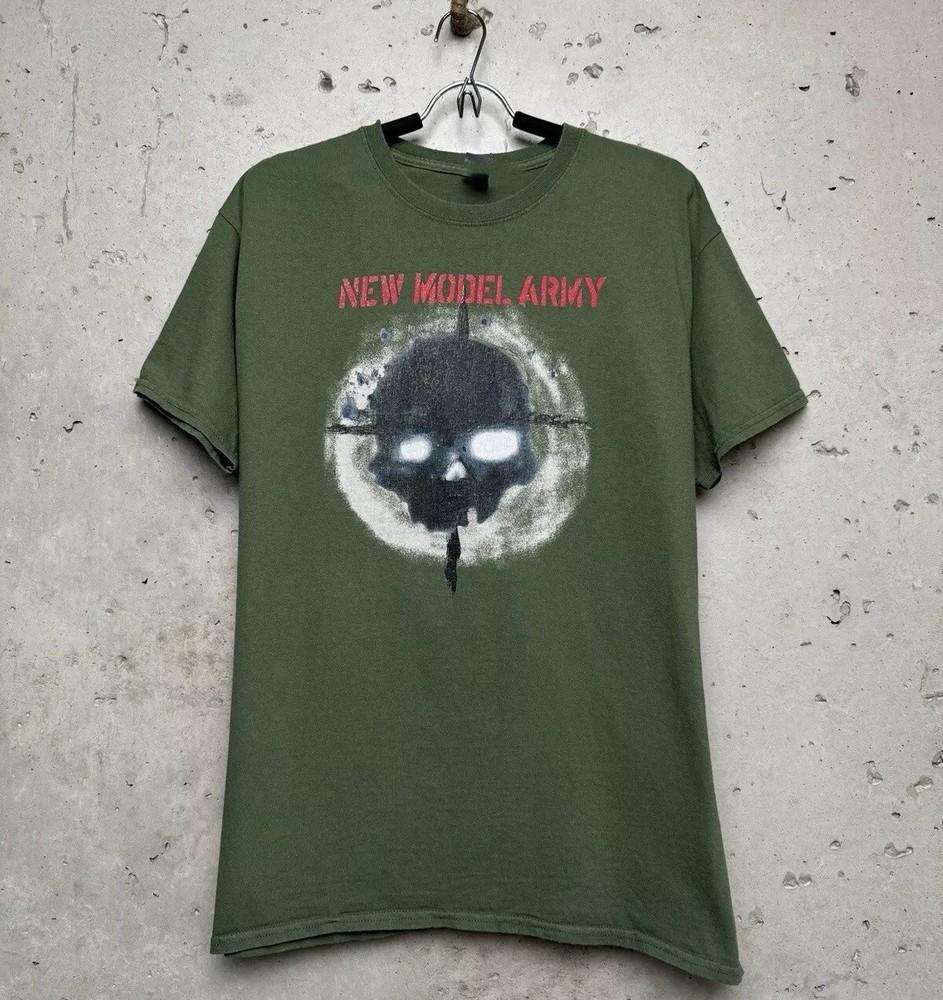 Новая футболка с логотипом группы New Model Army Зеленая Полный размер Подарок Фанаты MI800 Унисекс Футболка