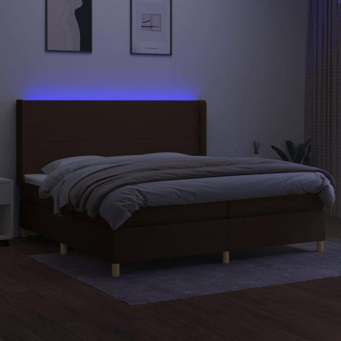Maison Exclusive - Sommier à lattes de lit matelas et LED Marron foncé 200x200 cm