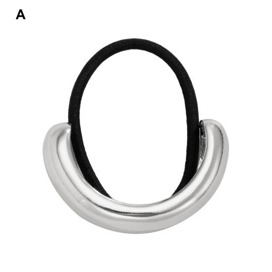 Metal Ponytail Holder Hair Cuff Punk Golden Silver Color Alloy Half Circle Elastic Hair Tie Metal Ring Hair Band Wrap Women Girls Hair Accessories