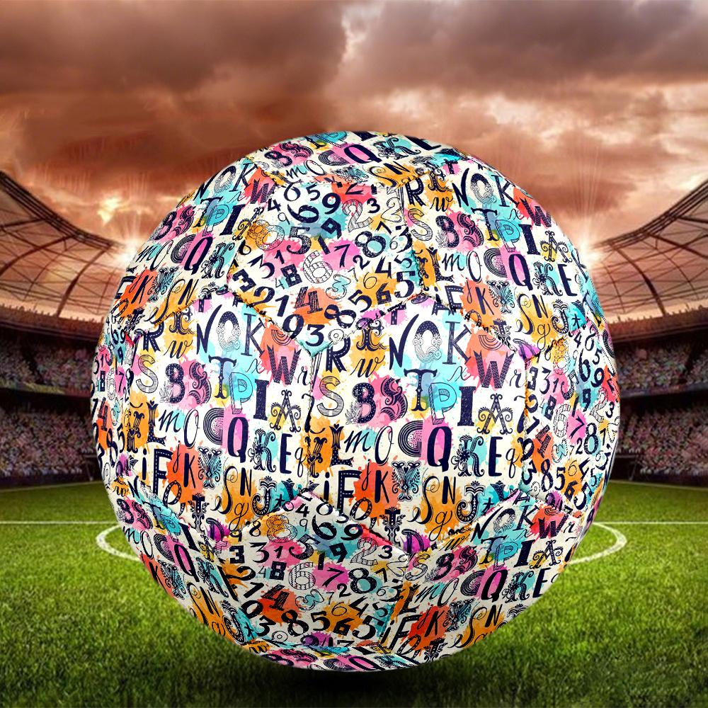 1pc Abstract Alphabet Art Colorful Number Outdoor Sports Football, Size 5, Comfortable And Durable Feel,Gift yy26060425