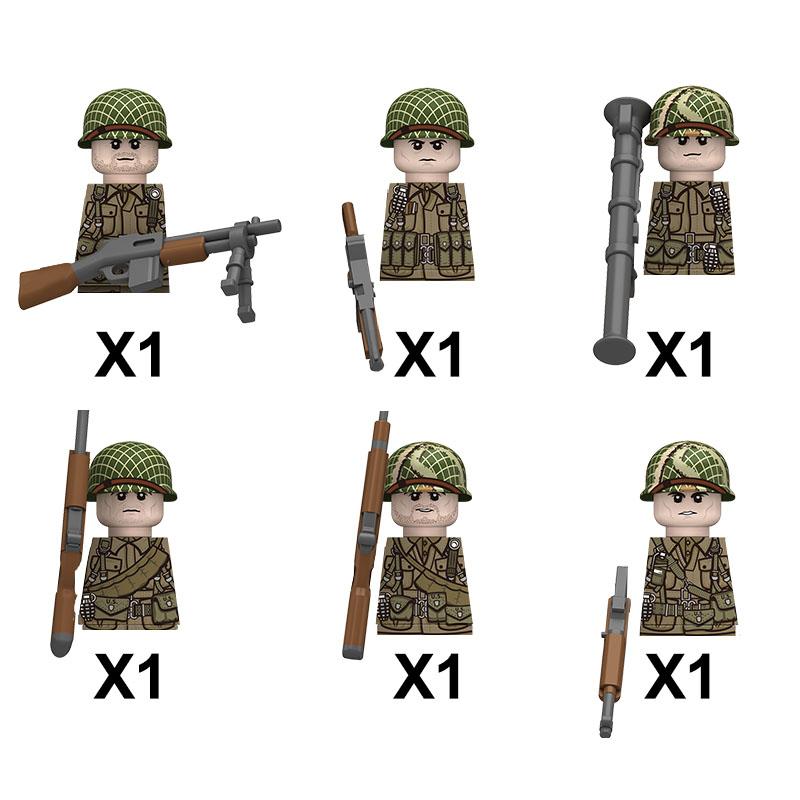 Военная фигурка солдата Строительные блоки Британская армия США Французская армия Оружие 101-я воздушно-десантная дивизия Офицер Пехота M1 Игрушки Подарки D126