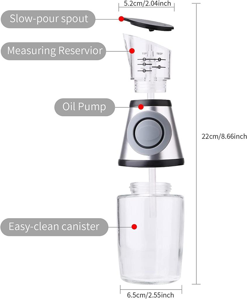 High-grade Glass Oil and Vinegar Dispenser, Kitchen Quantitative Oil Control Pot, Vinegar Oil Bottle