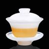 Tianquan White Jade Porcelain Gaiwan Fat White Glass Tea Tureen Large Tea Making Bowl Chinese Kungfu Gaiwan Tea Set