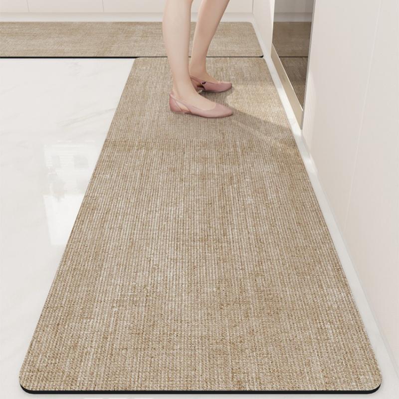 Kitchen Floor Mat Non-Slip Oil-Proof Waterproof Carpet Simplicity Solid Color Pattern Rug Long Size Home Decor Mats