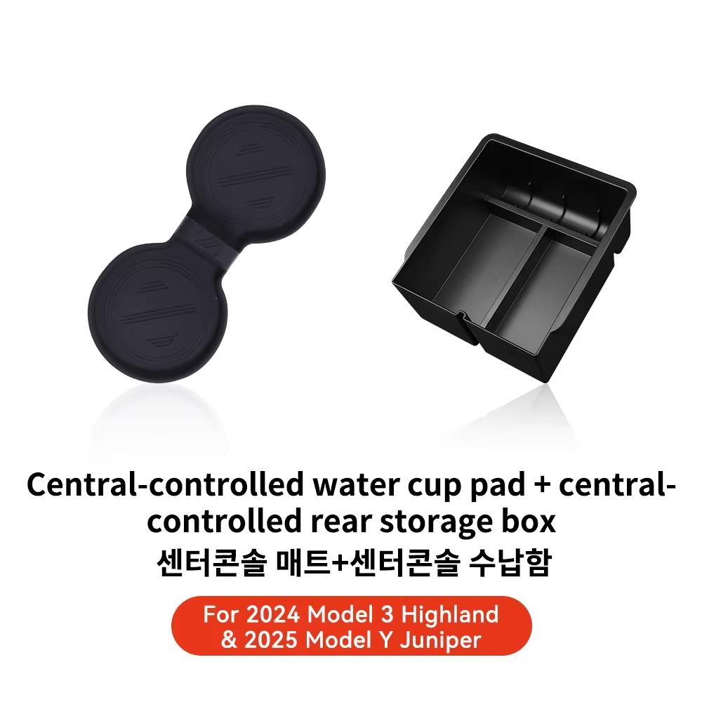 YZ For Tesla Highland Model 3 Y Juniper Hidden Storage Center Console Armrest Front and Rear Layered Grid ABS Organized Flocking