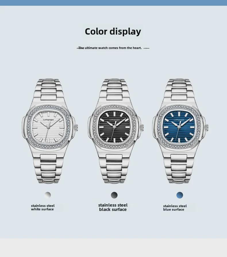 Женские автоматические часы Duke of Lorraine 1158 с квадратным бриллиантом и застежкой-бабочкой из нержавеющей стали