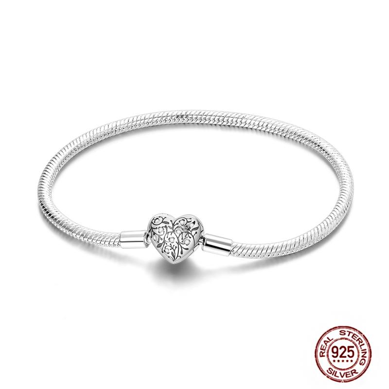 17-20CM Star Moon Bracelet 925 Copper Pink Heart Clover Charms Snake Chain Luminous Bracelet For Women DIY Birthday Zircon Gift