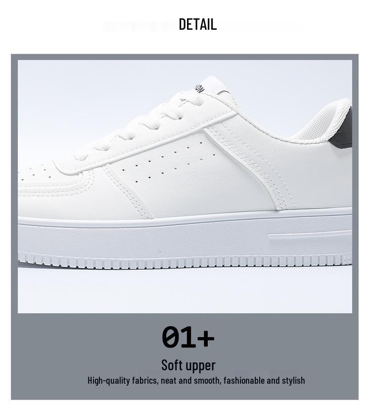 Men's Spring White Breathable Sneakers: Trendy Korean Style, Thick Sole Sports & Casual Footwear for Students.