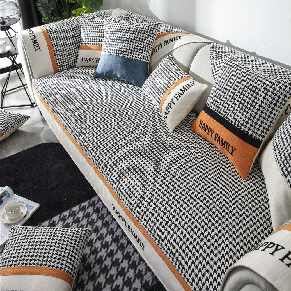 Роскошный клетчатый чехол для дивана из синели, 3-местный нескользящий лоскутный жаккардовый диван, кресло с откидной спинкой, чехол L-образной формы, защита для мебели