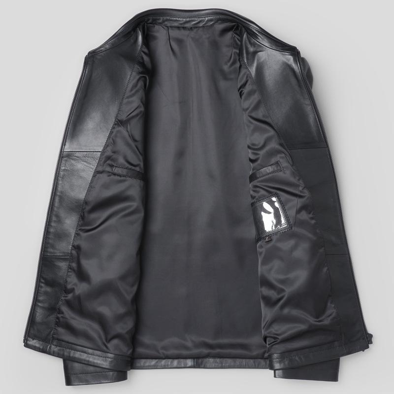 Куртка из натуральной кожи для мужчин среднего возраста с отворотами, кожаная куртка для папы, дубленка для людей среднего и пожилого возраста на осень