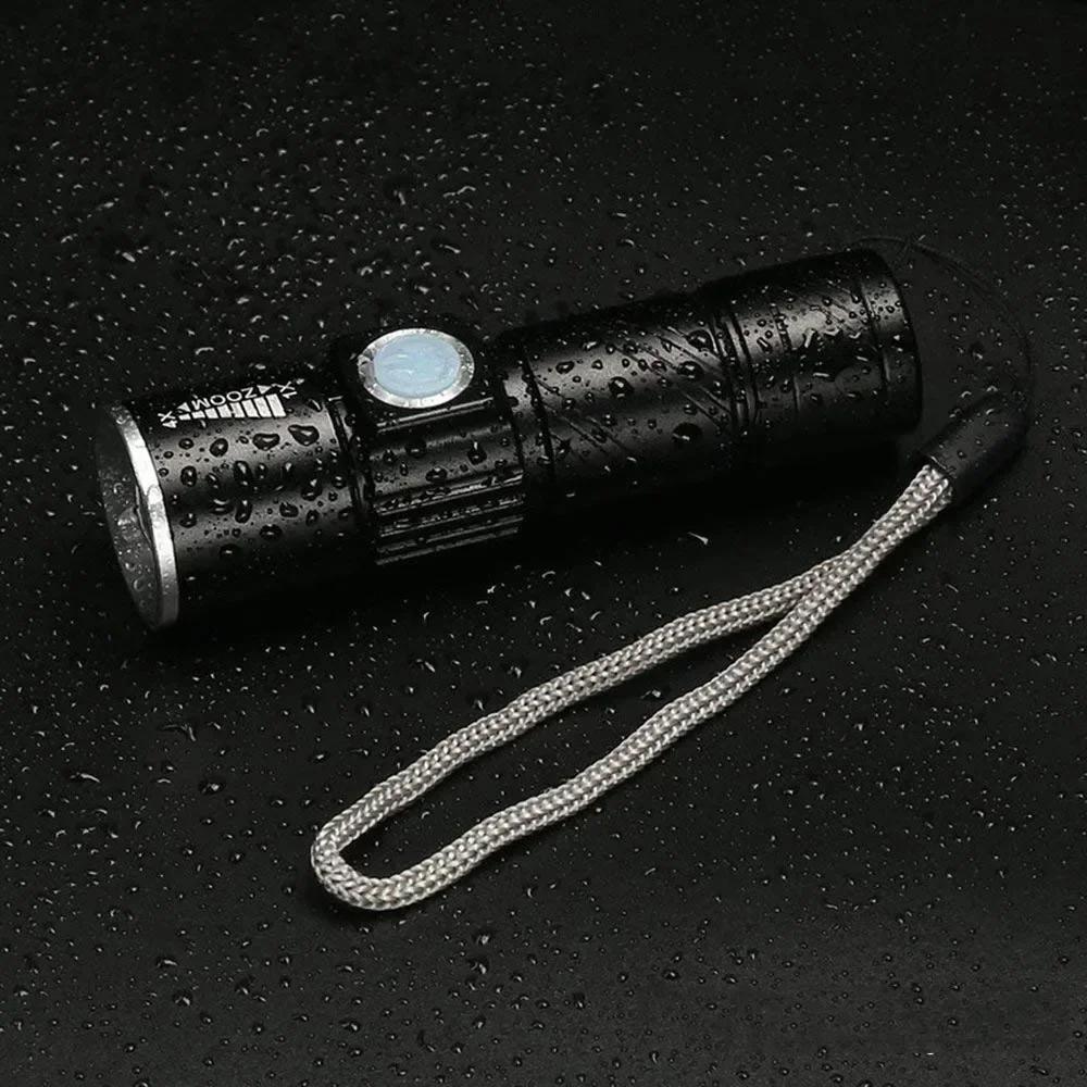 USB Built-in Battery Rechargeable Lasting Flashlight Q5 3 Modes Mini Zoom Light Flash Waterproof Tactical Camping Bike Torch