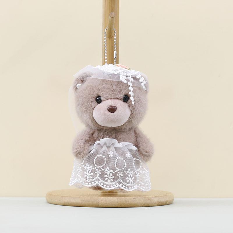 Cute Wedding Bear Plush Pendant Plush Keychain With Short Plush For Gift Ideas