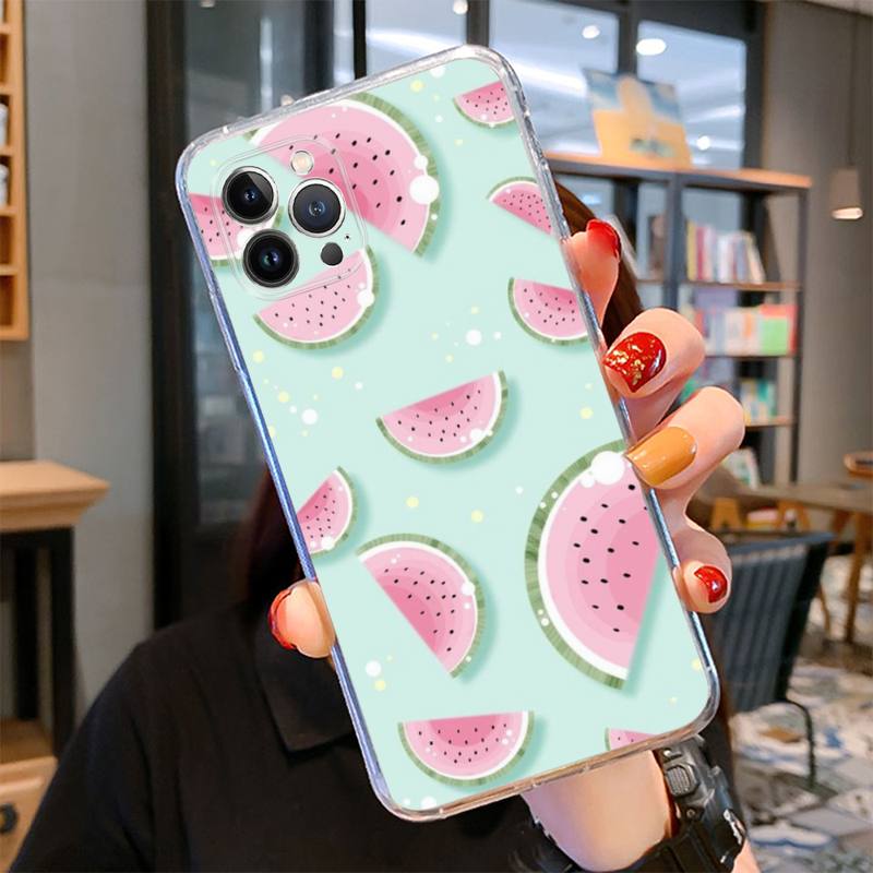 Летний чехол для телефона с рисунком арбуза для iPhone 14 13 12 11 Pro Max XS X XR SE 2020 6 7 8 Plus Mini Transparent Shell
