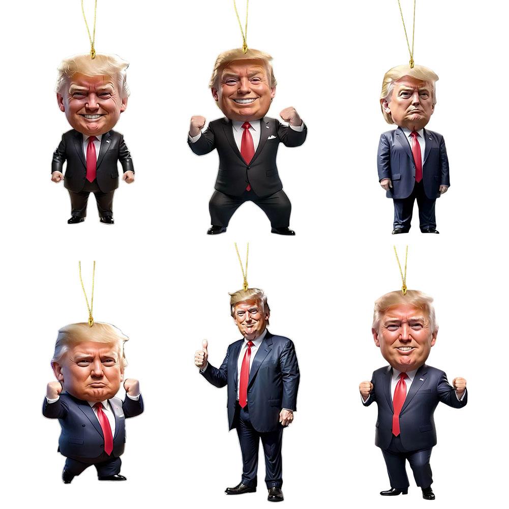 Дональд Трамп Рождественское украшение 2D Акриловые Рождественские украшения Трамп 2024 Рождественская елка Подвеска Забавный Дональд Трамп Подвеска