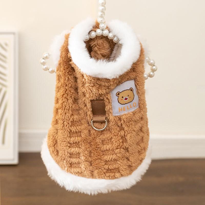 Одежда для собак Teddy Puppy с шарфом-жилетом, зимняя теплая одежда Bigbear Small Dog Schnauzer Teddy Winter Clothing