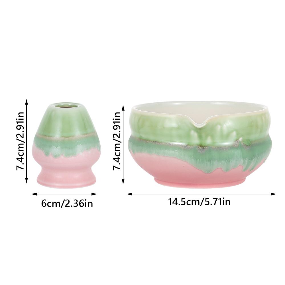 Ceramic Matcha Bowl with Pouring Spout Japanese Tea Set New Matcha Whisk Holder Tea Lovers